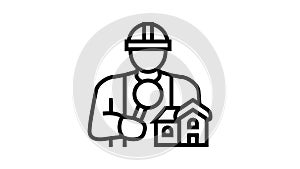 home inspector line icon animation