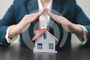 Home insurance concept. Homeowner entrusted the concept