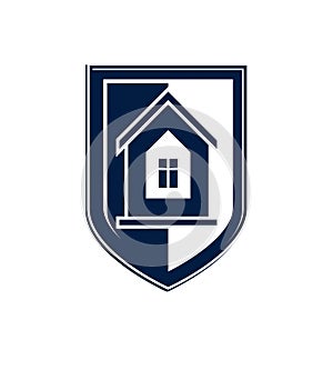 Home insurance conceptual icon, protection shield with vector si