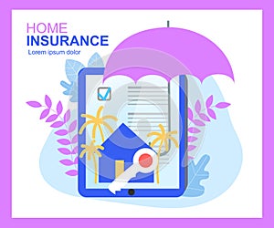 Home Insurance Contract Sign Umbrella House Key