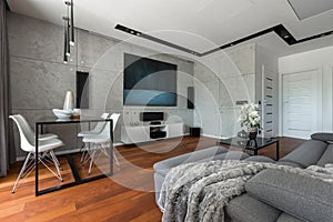 Home interior with cement wall