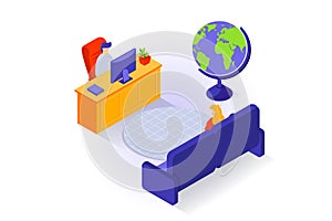 Home interior concept in 3d isometric design. Vector illustration