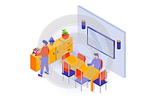 Home interior concept in 3d isometric design. Vector illustration