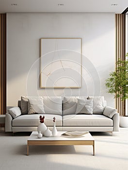 Home interior design of modern living room with gray sofa. 3d rendering