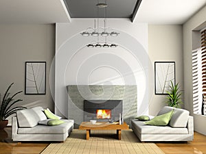 Home interior with fireplace