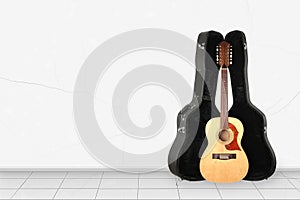 Home interior - Front view twelve-string acoustic guitar hard c