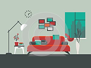 Home interior of living room vector illustration