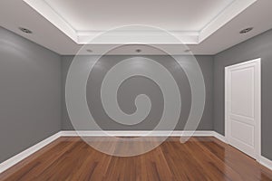 Home interior rendering with empty room color wall