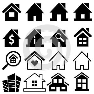 Home ison vector set. House illustration sign collection.