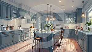 Home kitchen concept design illustration. Generative AI