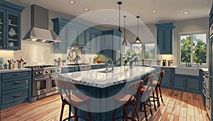 Home kitchen concept design illustration. Generative AI