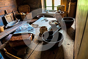 Home kitchen interior in the Middle Ages photo