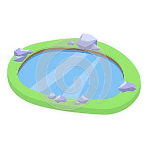 Home lake icon, isometric style