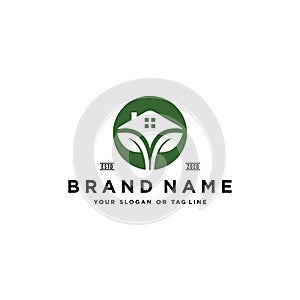 Home leaf logo design vector