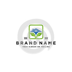 Home leaf logo design vector