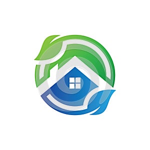 Home Leaf Logo, Nature House Logo, Real Estate Leaf Logo