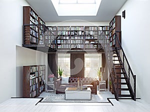 Home library interior design.