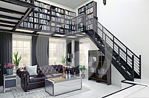 Home library interior design.