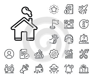 Home line icon. House sign. Salaryman, gender equality and alert bell. Vector