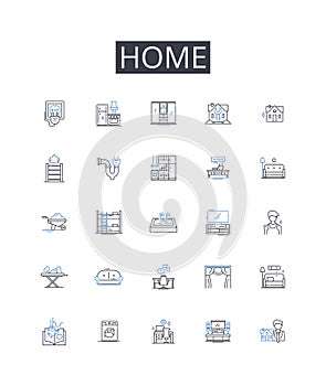 Home line icons collection. House, Dwelling, Residency, Abode, Habitat, Residence, Domicile vector and linear