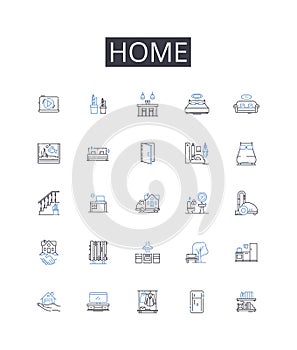 Home line icons collection. House, Dwelling, Residency, Abode, Habitat, Residence, Domicile vector and linear