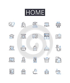 Home line icons collection. House, Dwelling, Residency, Abode, Habitat, Residence, Domicile vector and linear