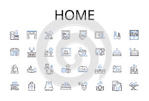 Home line icons collection. House, Dwelling, Residency, Abode, Habitat, Residence, Domicile vector and linear