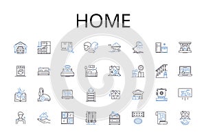 Home line icons collection. House, Dwelling, Residency, Abode, Habitat, Residence, Domicile vector and linear