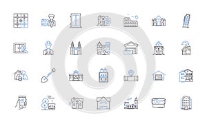 Home line icons collection. Shelter, Refuge, Abode, Dwelling, Residence, Nest, Haven vector and linear illustration
