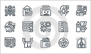 Home line icons. linear set. quality vector line set such as working, document, management, time management, casual, hobbies,