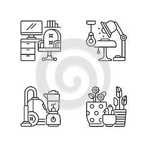 Home and living design linear icons set