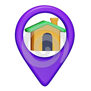 Home location 3d rendering isometric icon.