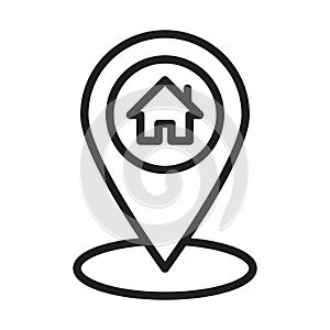 Home location, address, house, pin fully editable vector icon