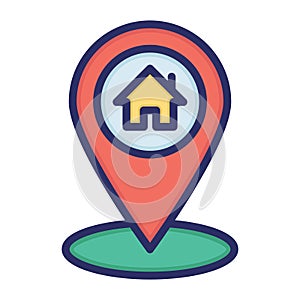 Home location, address, house, pin fully editable vector icon photo