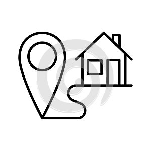 Home location icon. Location point of house. Geolocation mark on the map