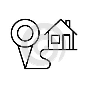Home location icon. Location point of house. Geolocation mark on the map