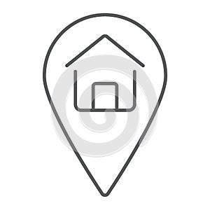 Home location thin line icon, real estate and home