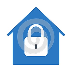 Home lock glyph color flat vector icon