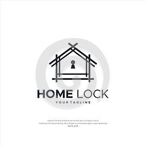 Home Lock Logo Design Set of finger print, fingerprint lock,House key, secure security logo icon illustration