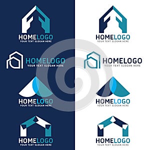 Home logo vector set design - Blue tone style