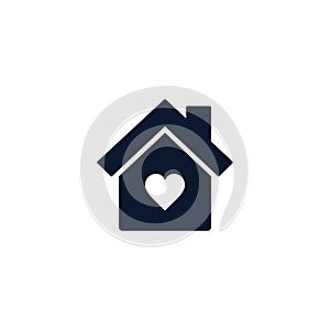 Home love heart icon, house withing heart shape, flat design vector