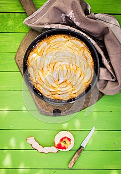 Home made apple tart cooked with garden apples