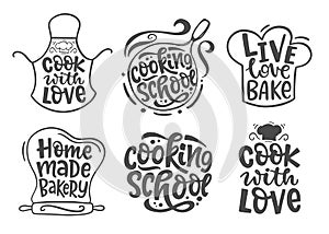Home made bakery, culinary logotype icons set