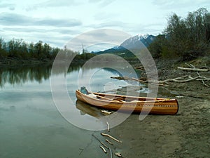 Home made cedar stripper canoe, Columbia River, British Columbia, Canada