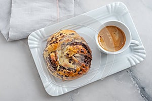 Home made chocolate rolls in a table