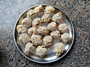 Home Made Coconut and Jaggery Sweet Balls in a Plate