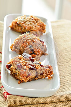 Home made cranberry flapjack