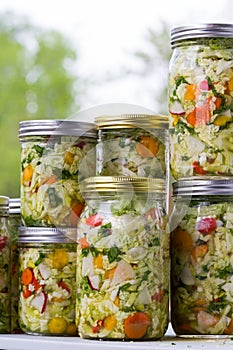 Home made cultured or fermented vegetables photo