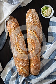 Home made fresh french Baguette loafs