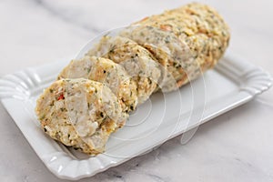 Home made german bread dumpling with herbs